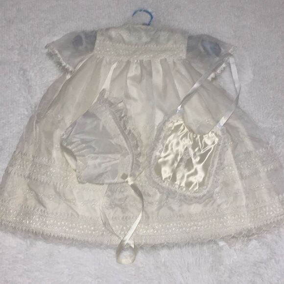 Vintage Sheer Chiffon Double Layered Christening Gown XL 2T - Picture 1 of 16